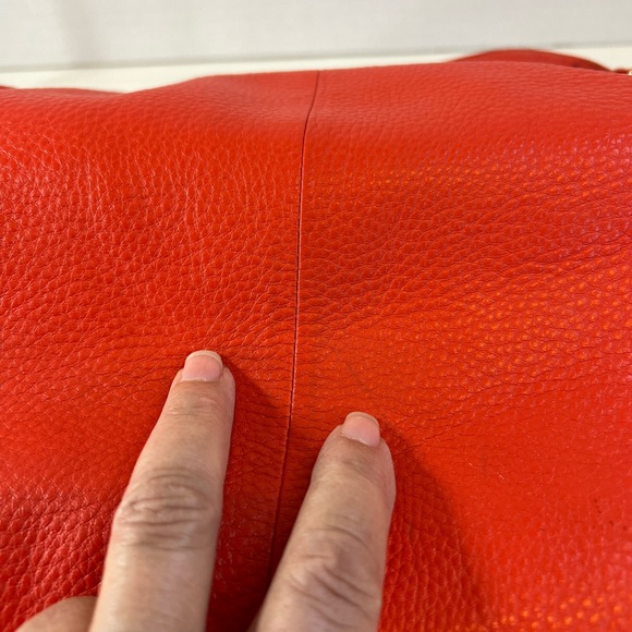 Tory Burch Marion Red/Orange Slouchy Tote w/Dust Bag - Picture 6 of 16